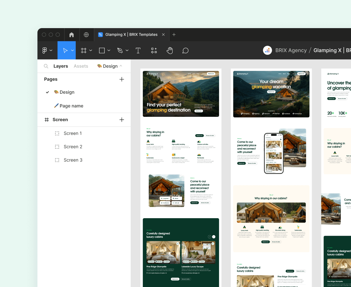 Glamping X Figma File Included Glamping Webflow Template
