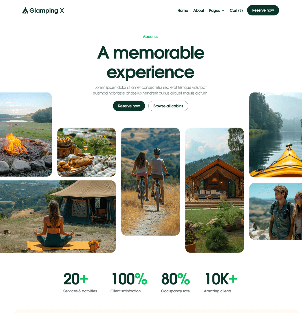 Glamping X About Main Page Glamping Webflow Template
